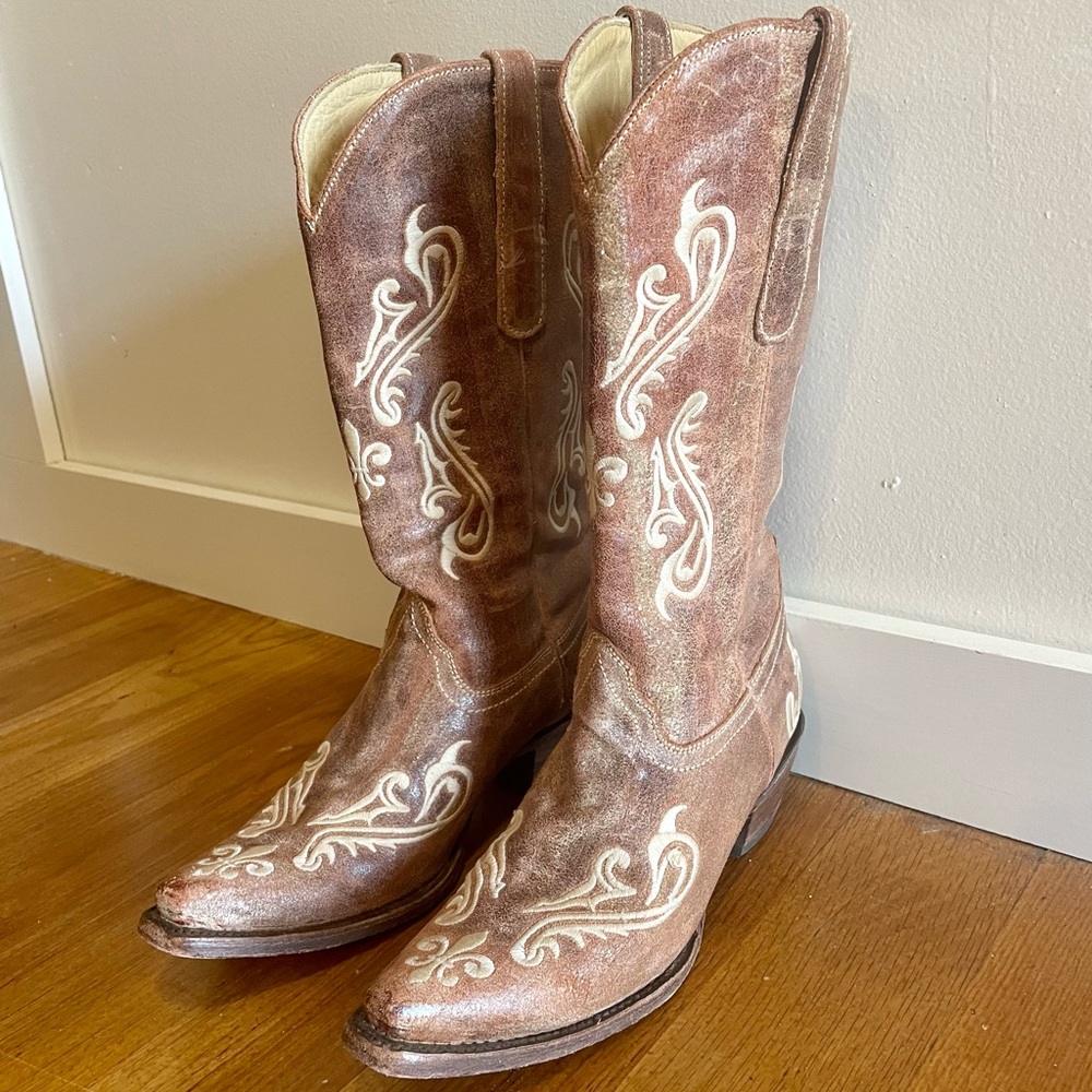 Brown/Cream Cowgirl Boots